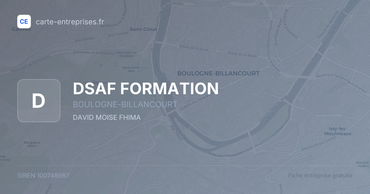 DSAF FORMATION — 100748987 — fiche entreprise