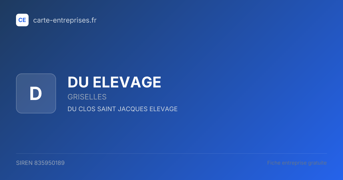 DU ELEVAGE — 835950189 — fiche entreprise