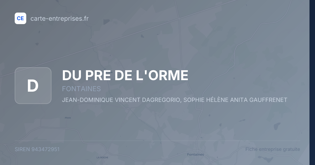 DU PRE DE L'ORME — 943472951 — fiche entreprise