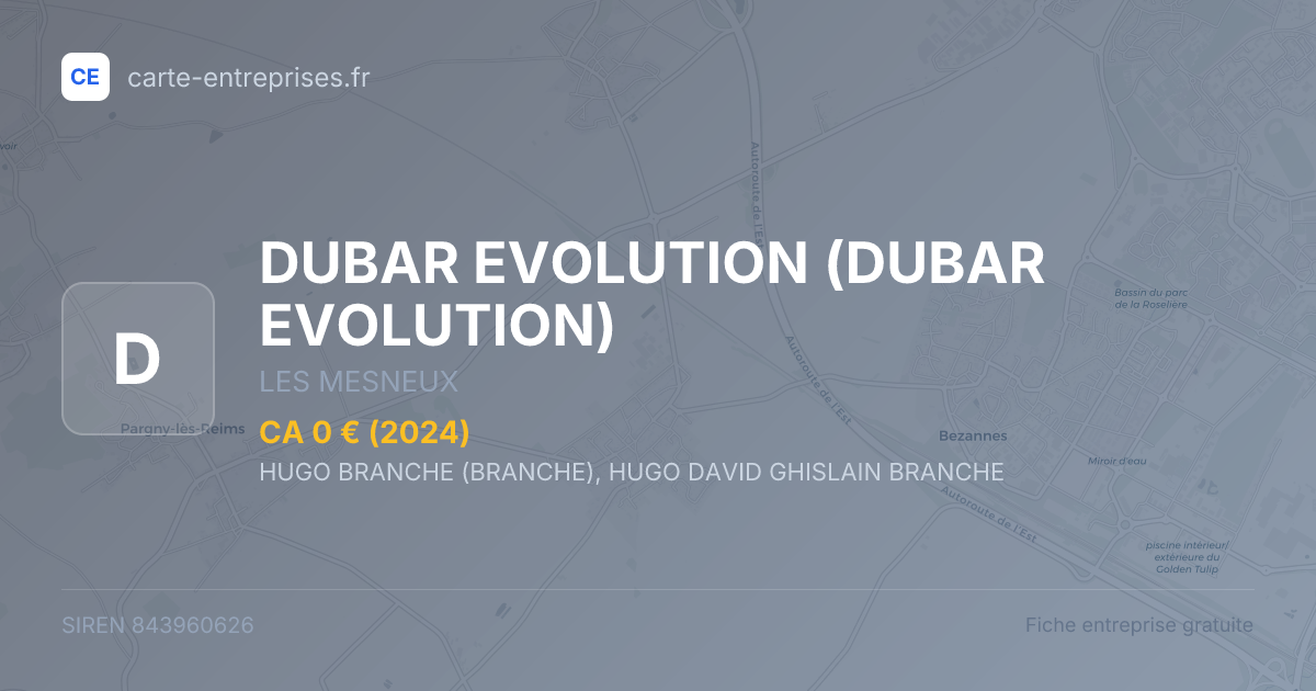 DUBAR EVOLUTION — 843960626 — fiche entreprise