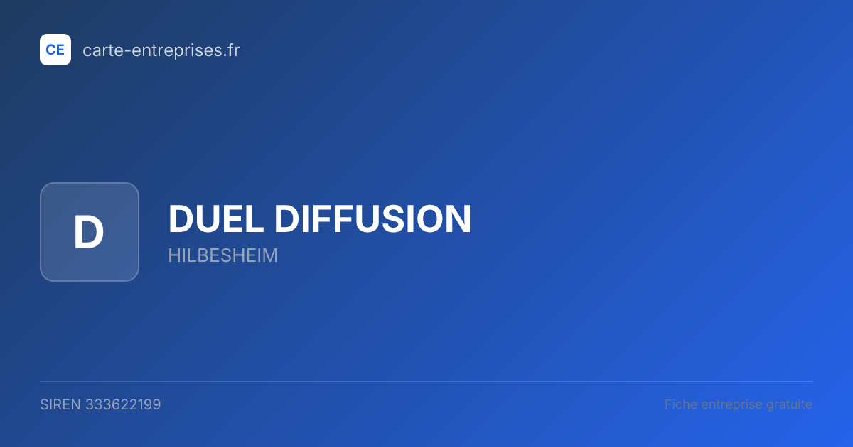 DUEL DIFFUSION — 333622199 — fiche entreprise