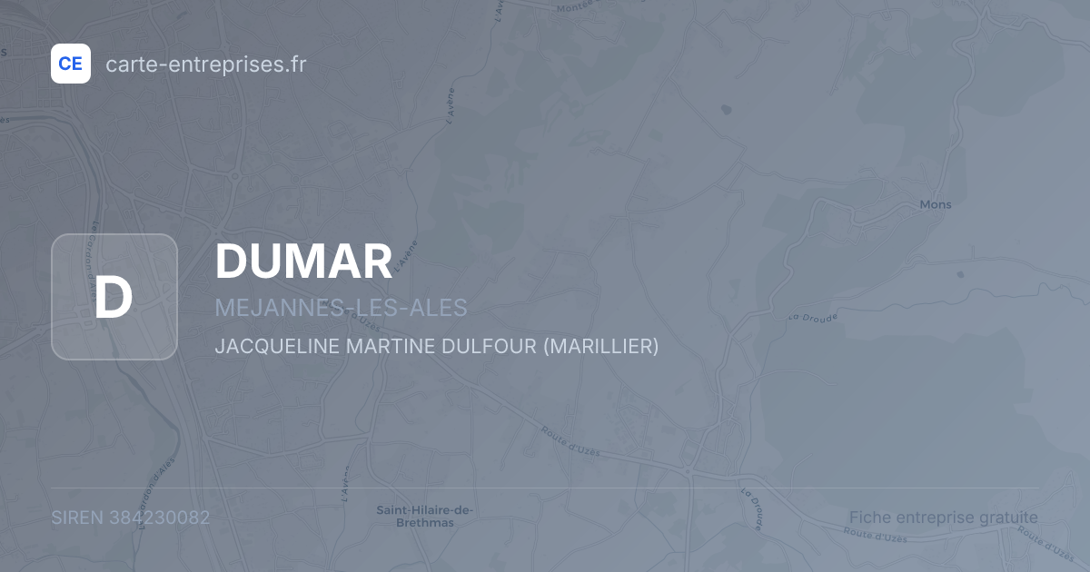 DUMAR — 384230082 — fiche entreprise