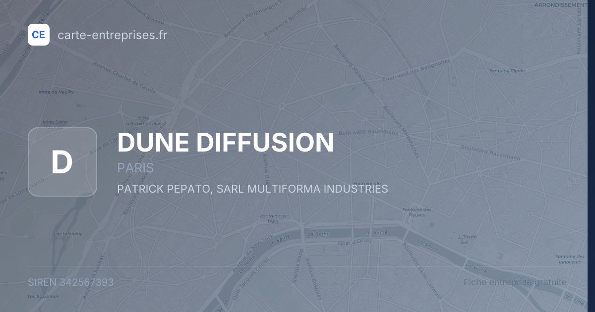 DUNE DIFFUSION — 342567393 — fiche entreprise