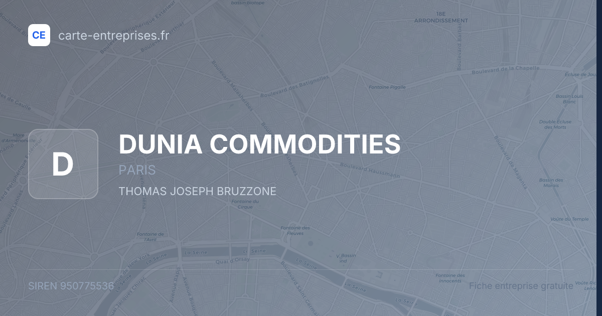 DUNIA COMMODITIES — 950775536 — fiche entreprise