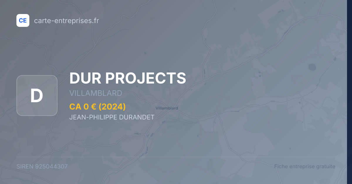 DUR PROJECTS — 925044307 — fiche entreprise