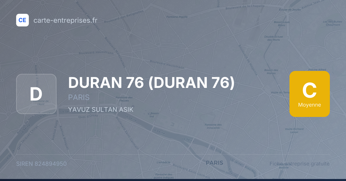 DURAN 76 (DURAN 76) — 824894950 — fiche entreprise