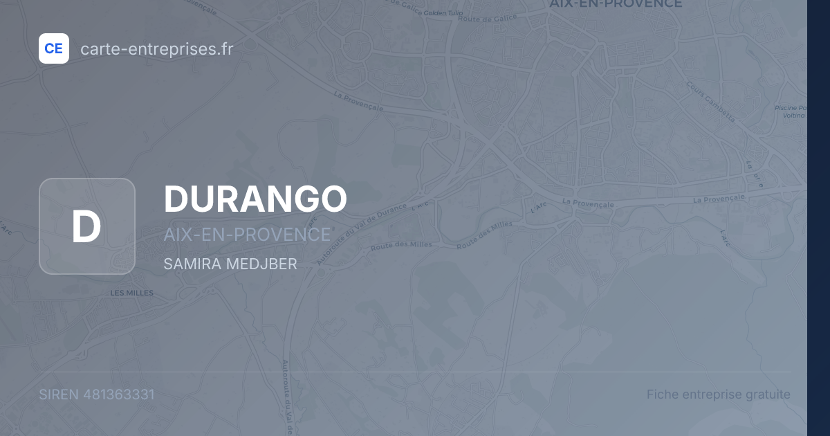 DURANGO — 481363331 — fiche entreprise