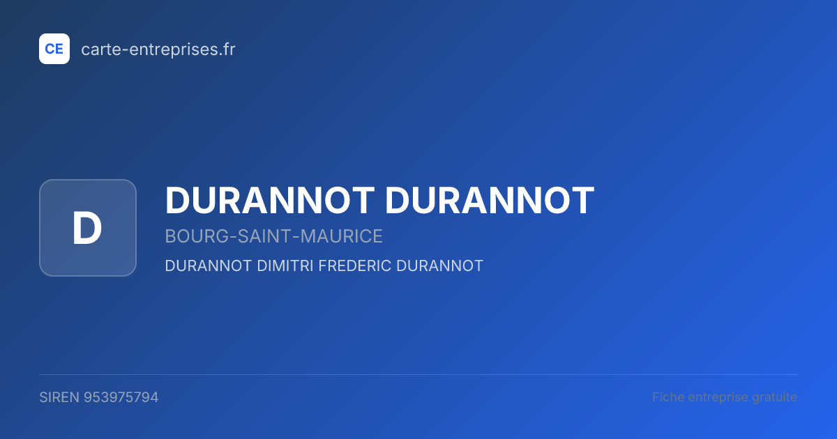 DURANNOT DURANNOT — 953975794 — fiche entreprise