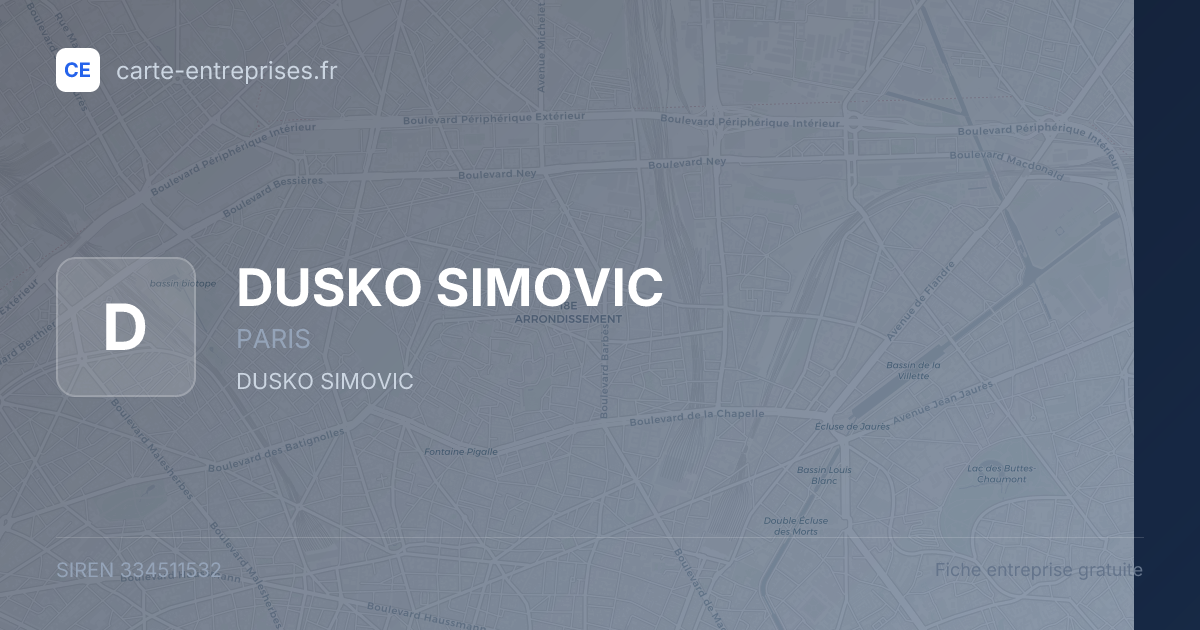 DUSKO SIMOVIC — 334511532 — fiche entreprise