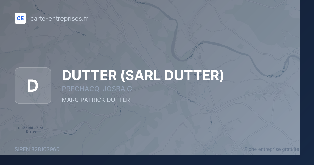 DUTTER (SARL DUTTER) — 828103960 — fiche entreprise