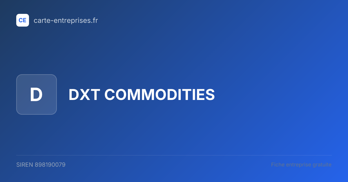 DXT COMMODITIES — 898190079 — fiche entreprise