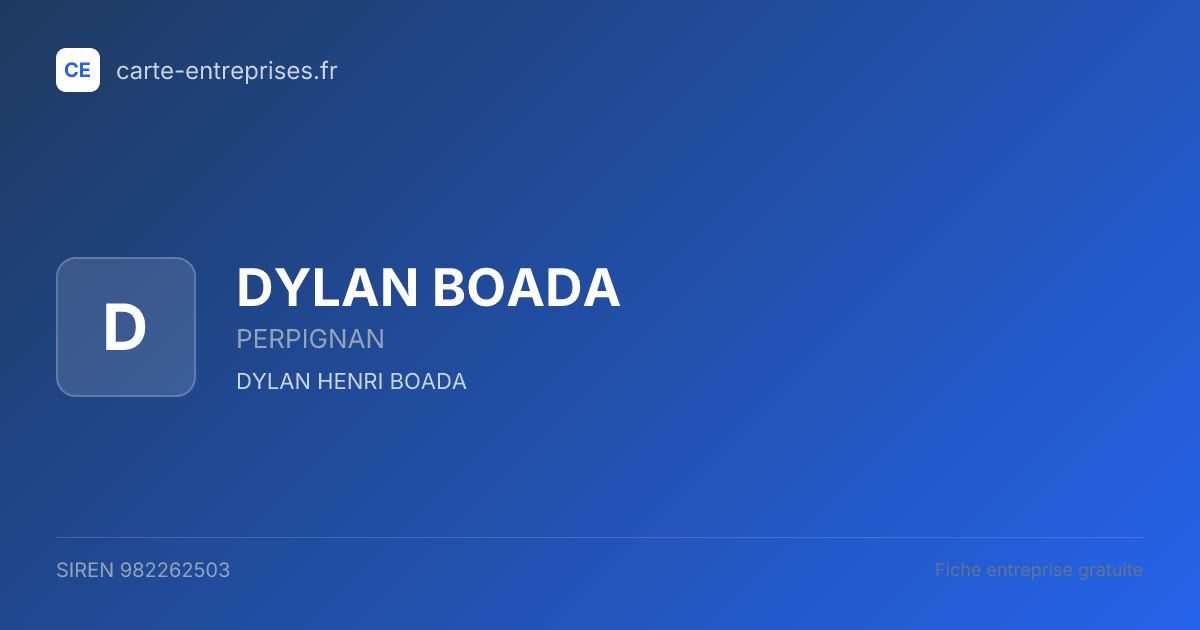 DYLAN BOADA — 982262503 — fiche entreprise