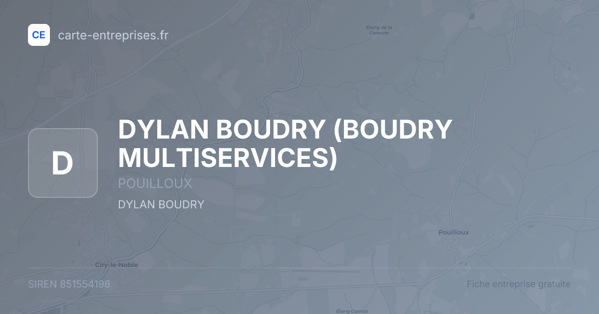 DYLAN BOUDRY (BOUDRY MULTISERVICES) — 851554196 — fiche entreprise