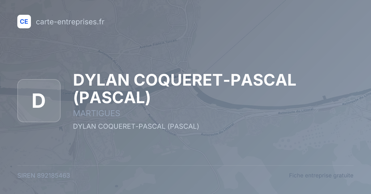 DYLAN COQUERET-PASCAL (PASCAL) — 892185463 — fiche entreprise