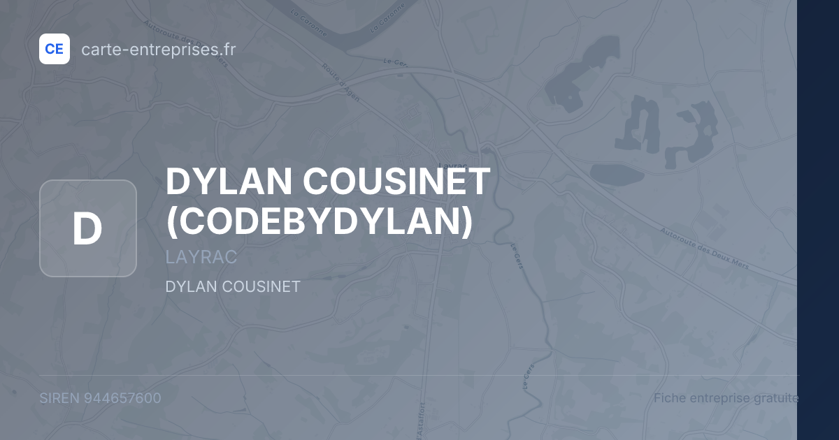 DYLAN COUSINET (CODEBYDYLAN) — 944657600 — fiche entreprise
