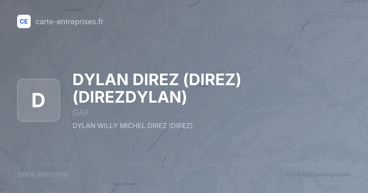 DYLAN DIREZ (DIREZ) (DIREZDYLAN) — 989105176 — fiche entreprise