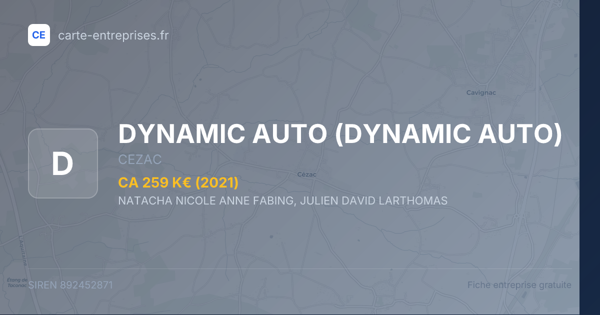 DYNAMIC AUTO — 892452871 — fiche entreprise