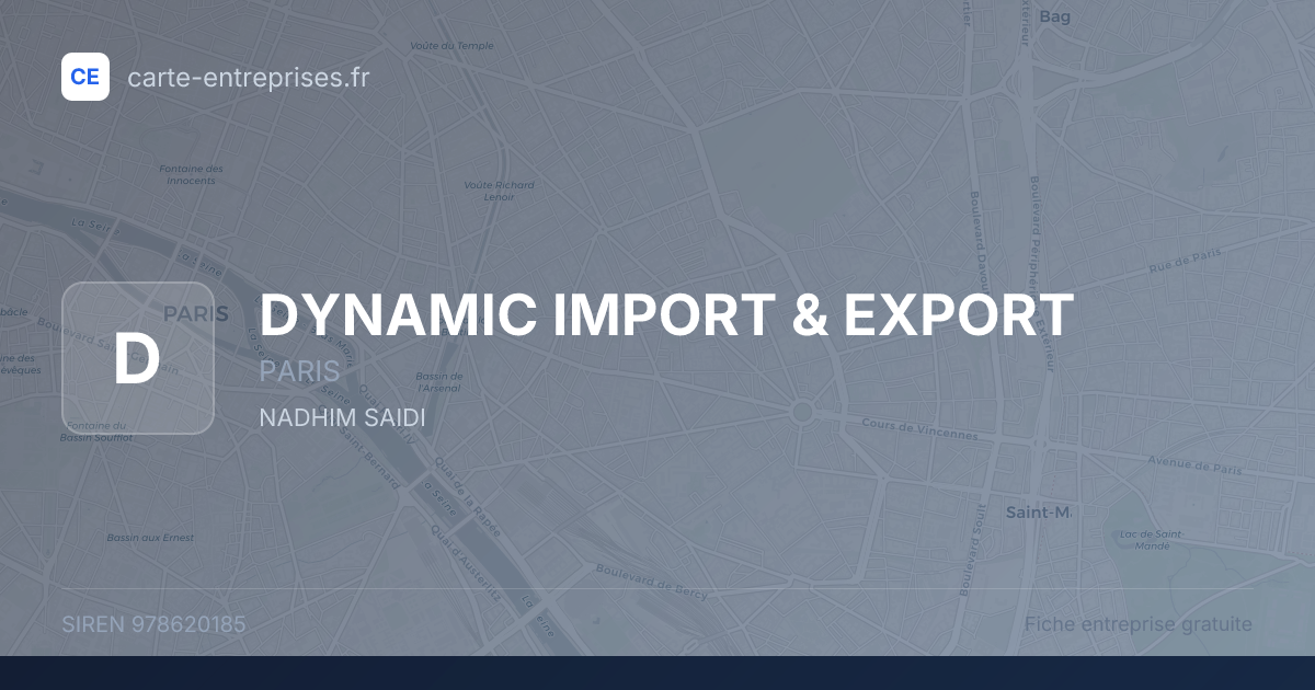 DYNAMIC IMPORT & EXPORT — 978620185 — fiche entreprise