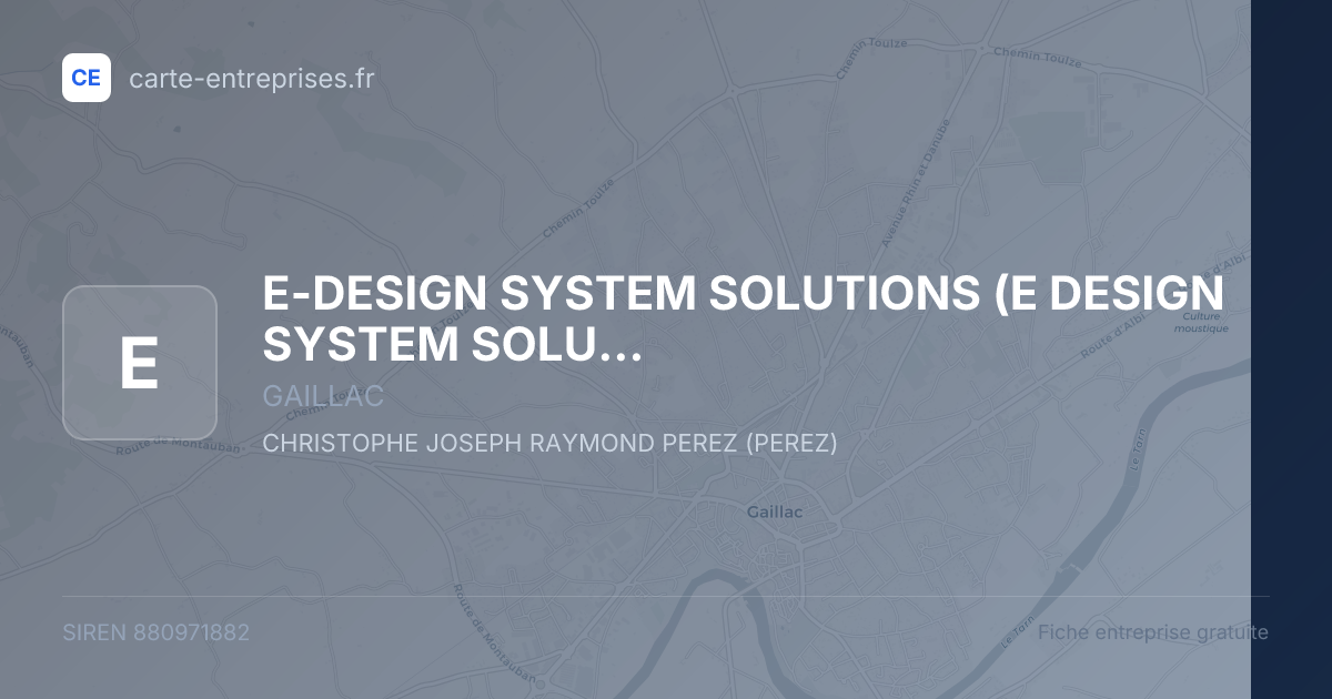 E-DESIGN SYSTEM SOLUTIONS (E DESIGN SYSTEM SOLUTIONS) (E-D2S) — 880971882 — fiche entreprise