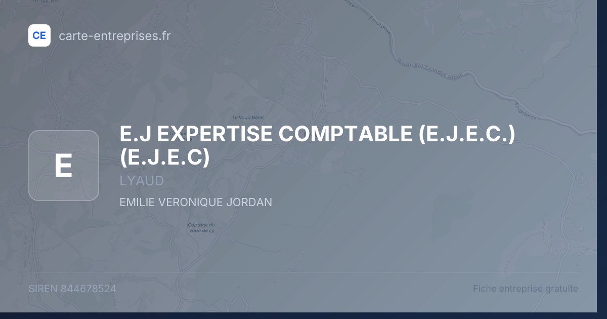 E.J EXPERTISE COMPTABLE (E.J.E.C.) (E.J.E.C) — 844678524 — fiche entreprise
