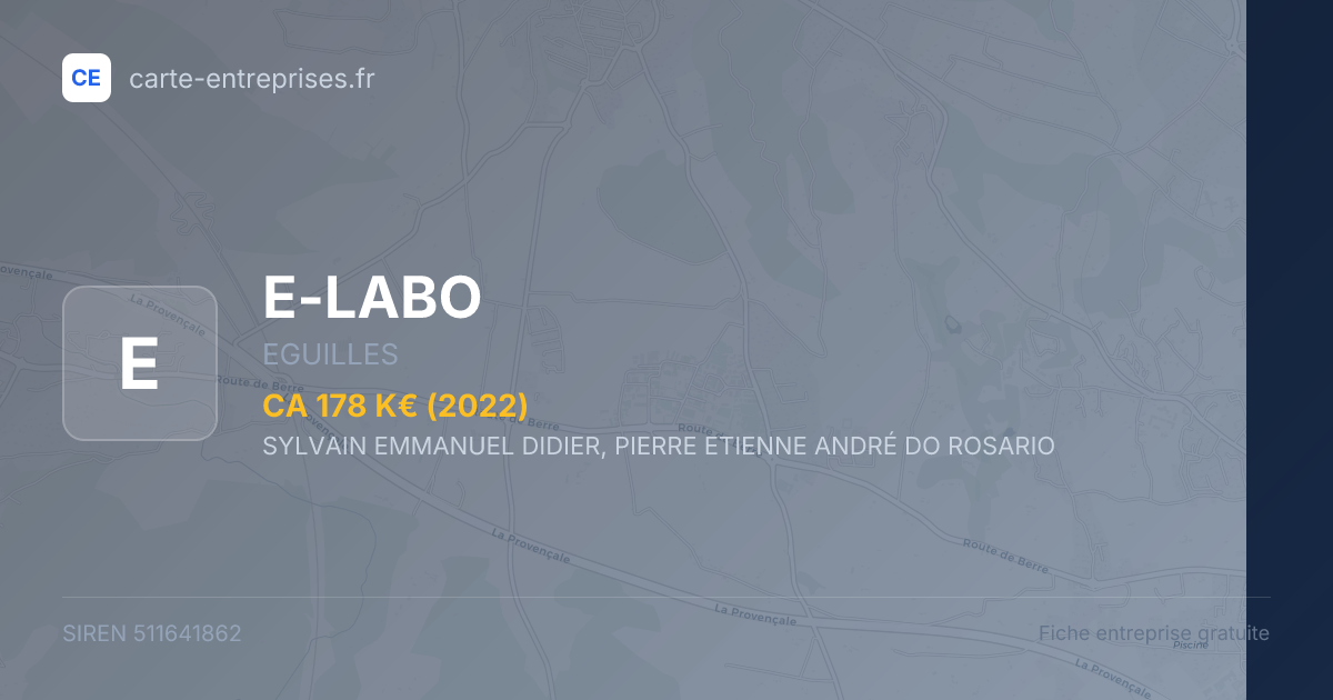 E-LABO — 511641862 — fiche entreprise