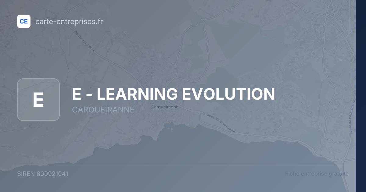 E - LEARNING EVOLUTION — 800921041 — fiche entreprise