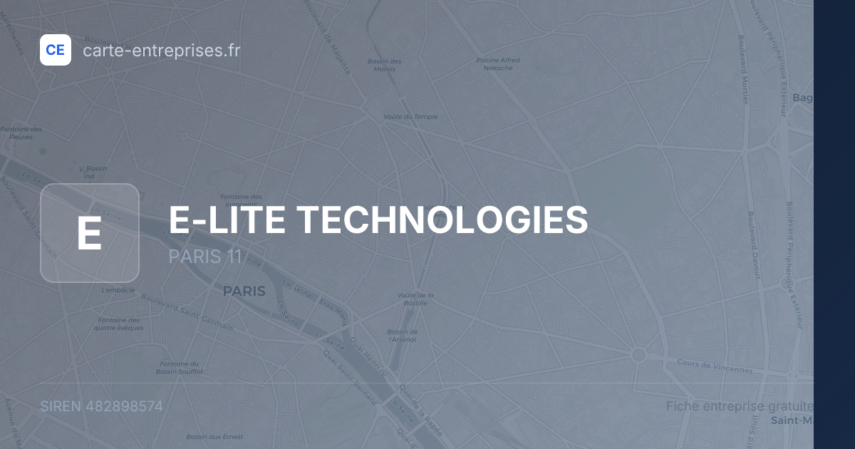 E-LITE TECHNOLOGIES — 482898574 — fiche entreprise