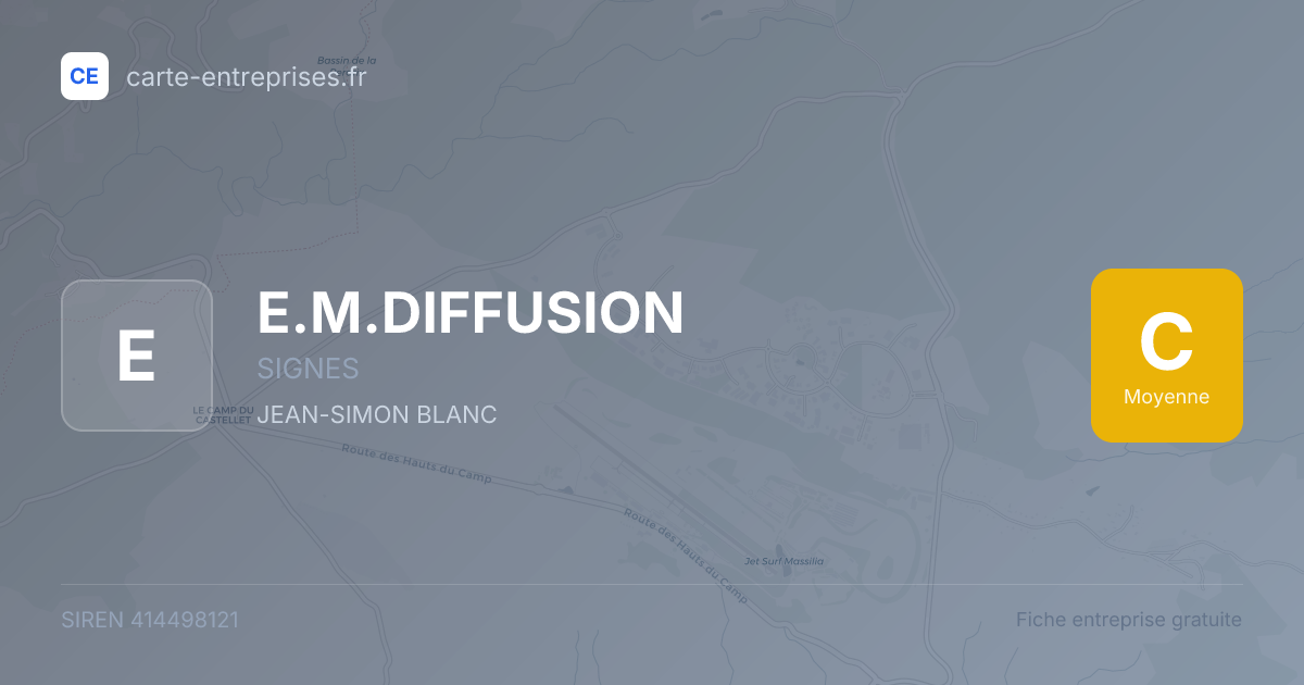 E.M.DIFFUSION — 414498121 — fiche entreprise