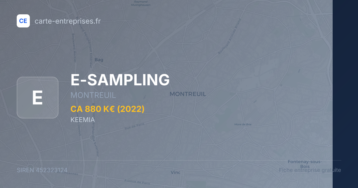 E-SAMPLING — 452323124 — fiche entreprise