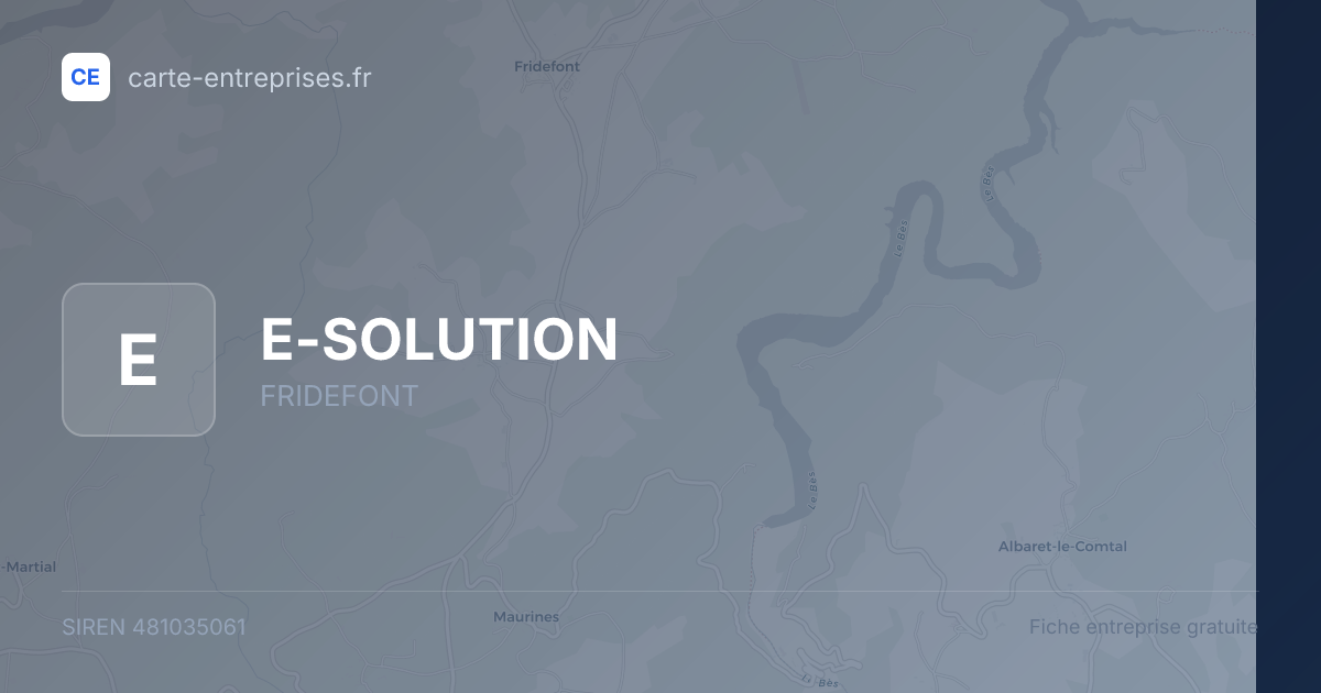 E-SOLUTION — 481035061 — fiche entreprise