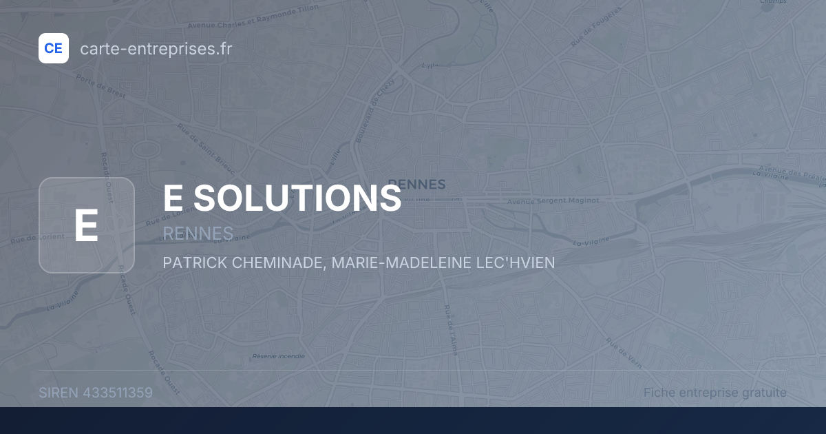 E SOLUTIONS — 433511359 — fiche entreprise