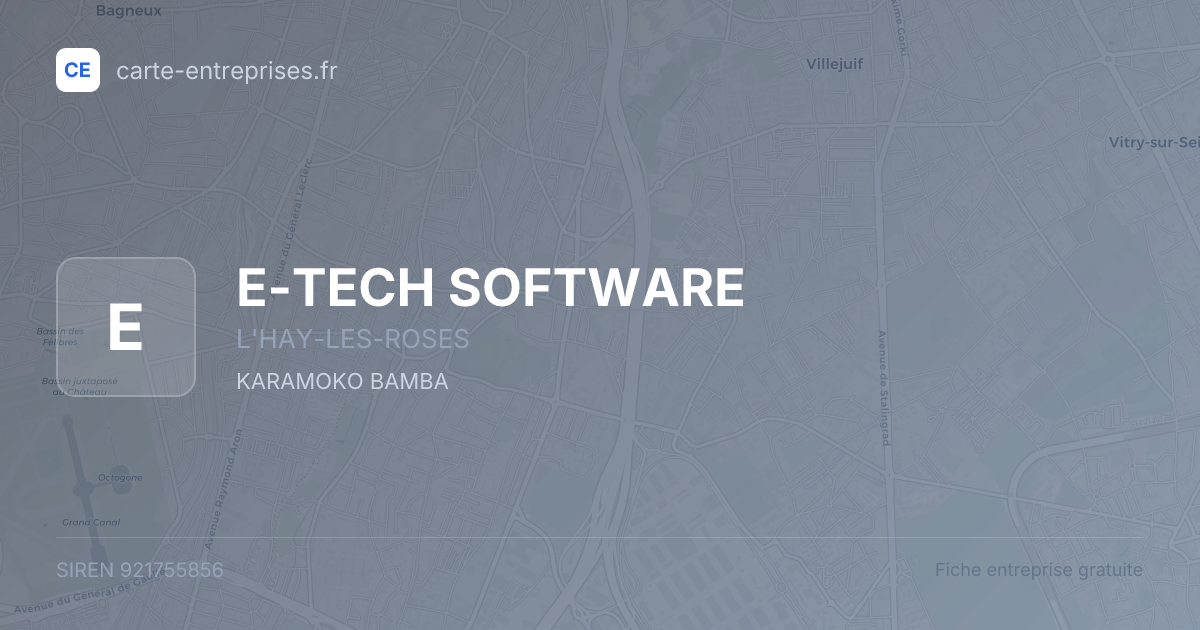 E-TECH SOFTWARE — 921755856 — fiche entreprise