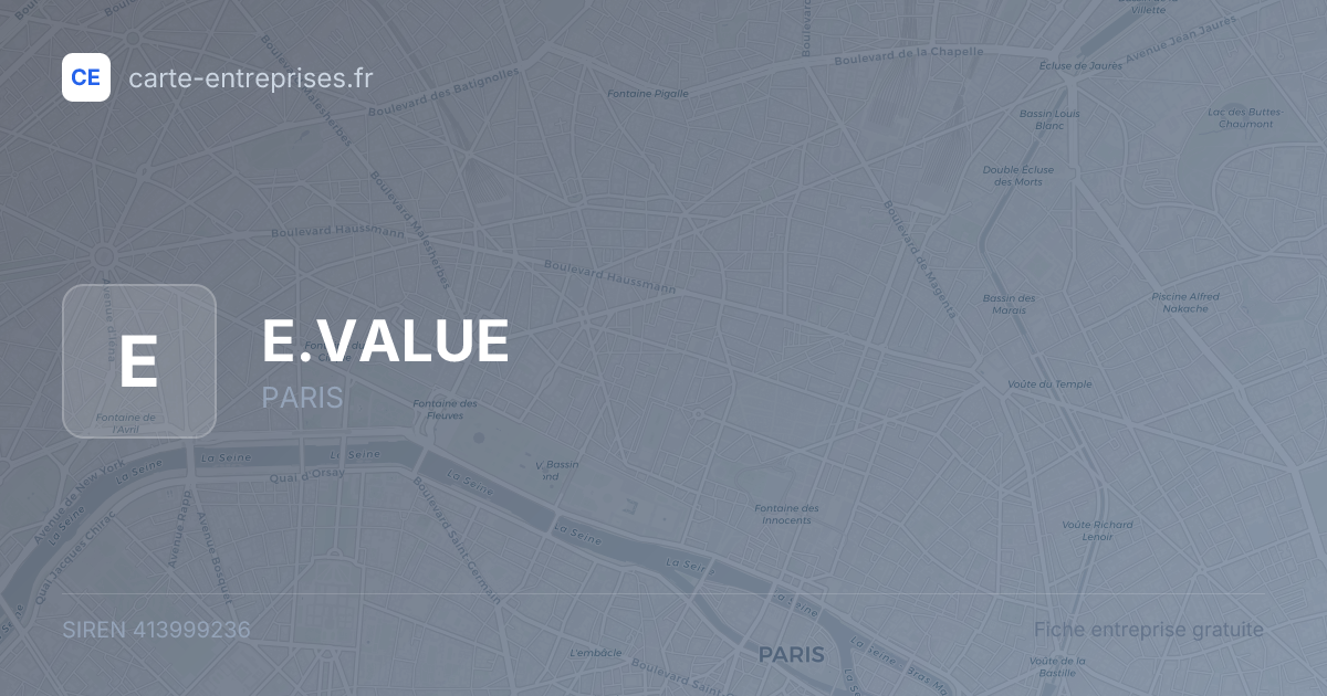 E.VALUE — 413999236 — fiche entreprise