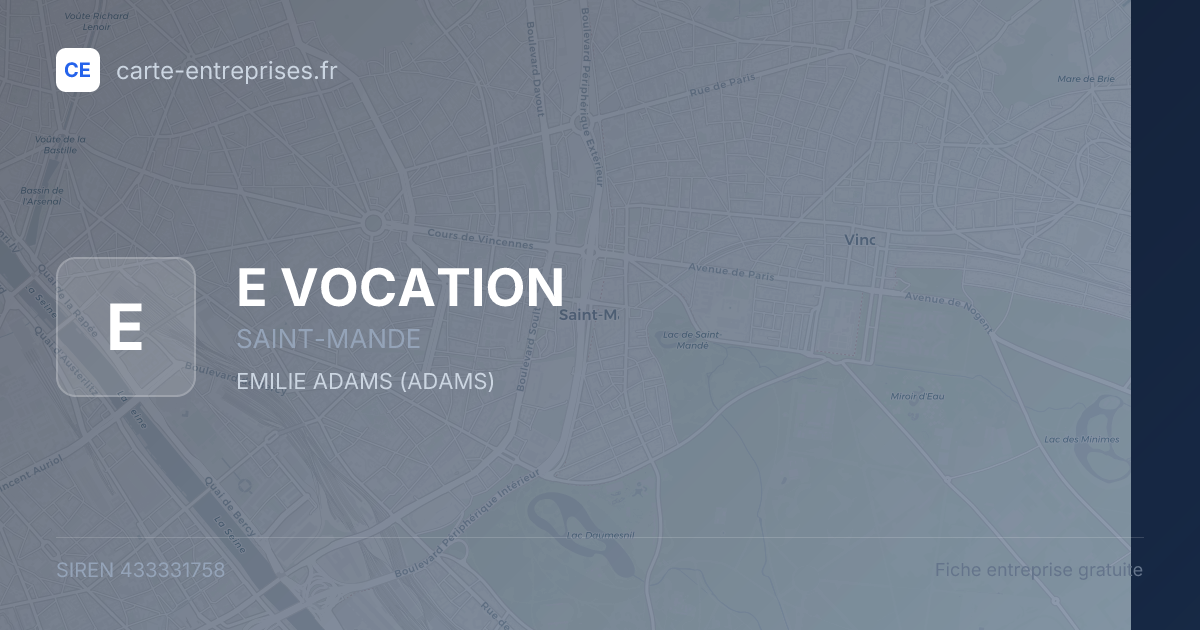 E VOCATION — 433331758 — fiche entreprise