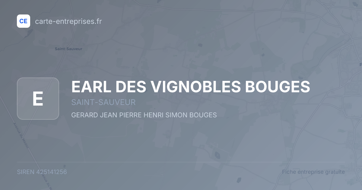 EARL DES VIGNOBLES BOUGES — 425141256 — fiche entreprise