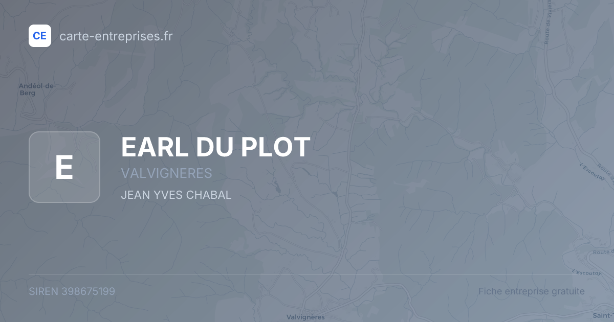 EARL DU PLOT — 398675199 — fiche entreprise