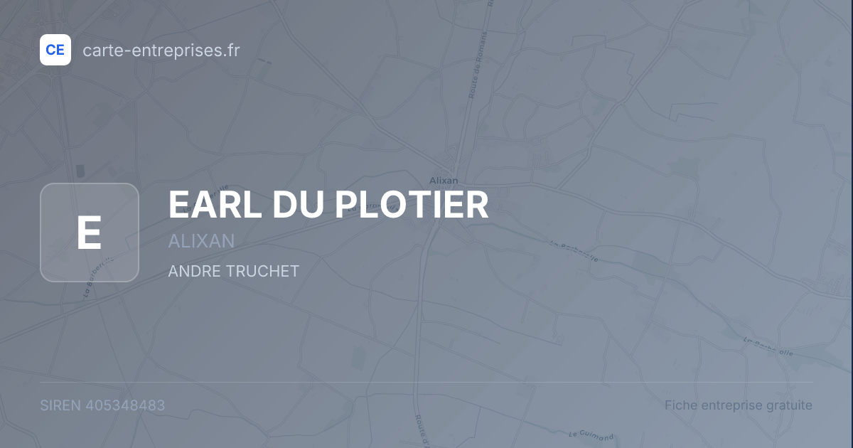 EARL DU PLOTIER — 405348483 — fiche entreprise