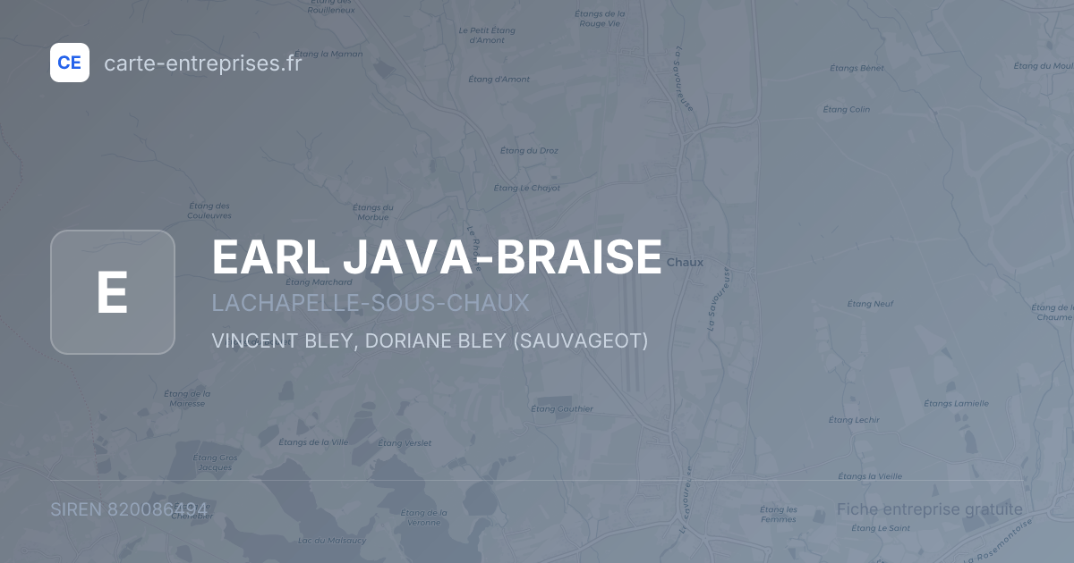 EARL JAVA-BRAISE — 820086494 — fiche entreprise
