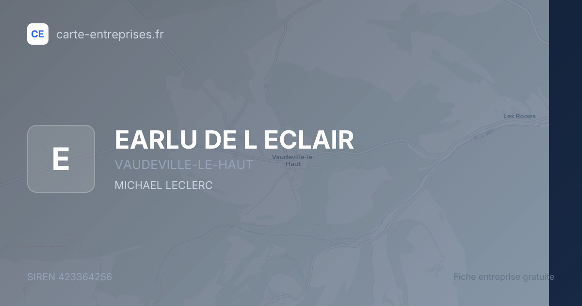 EARLU DE L ECLAIR — 423364256 — fiche entreprise