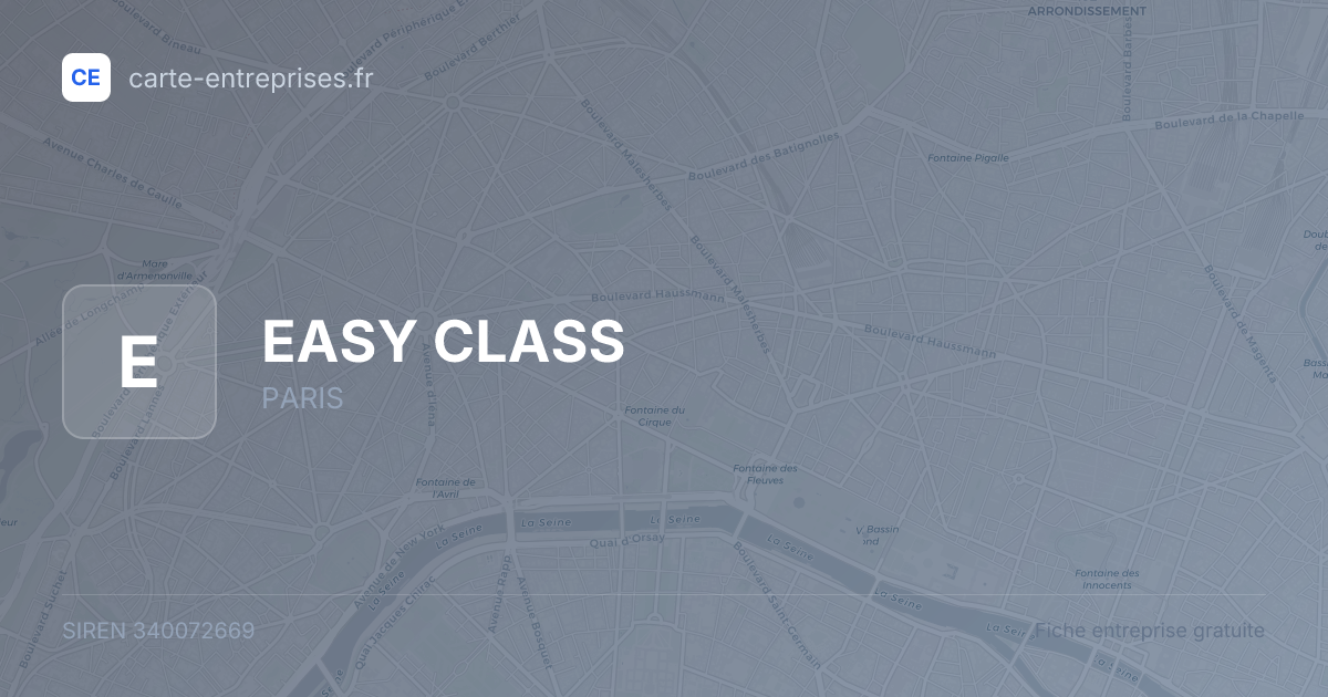EASY CLASS — 340072669 — fiche entreprise