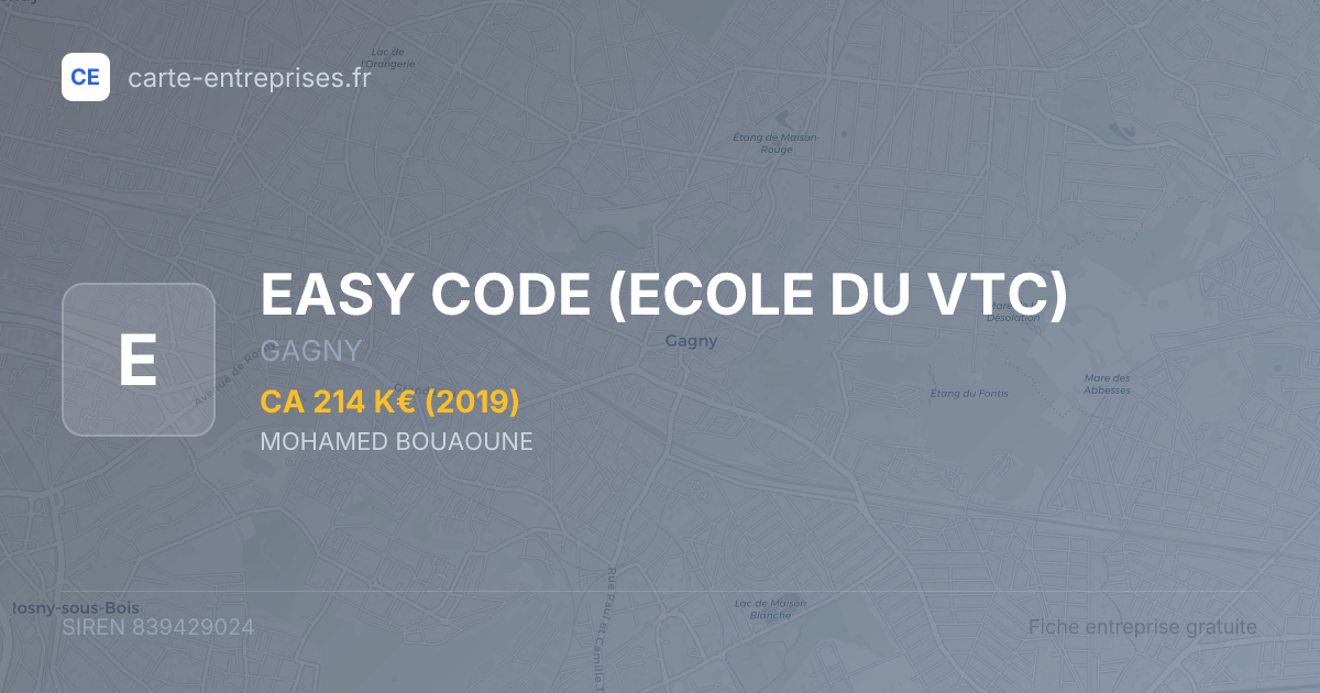 EASY CODE (ECOLE DU VTC) — 839429024 — fiche entreprise