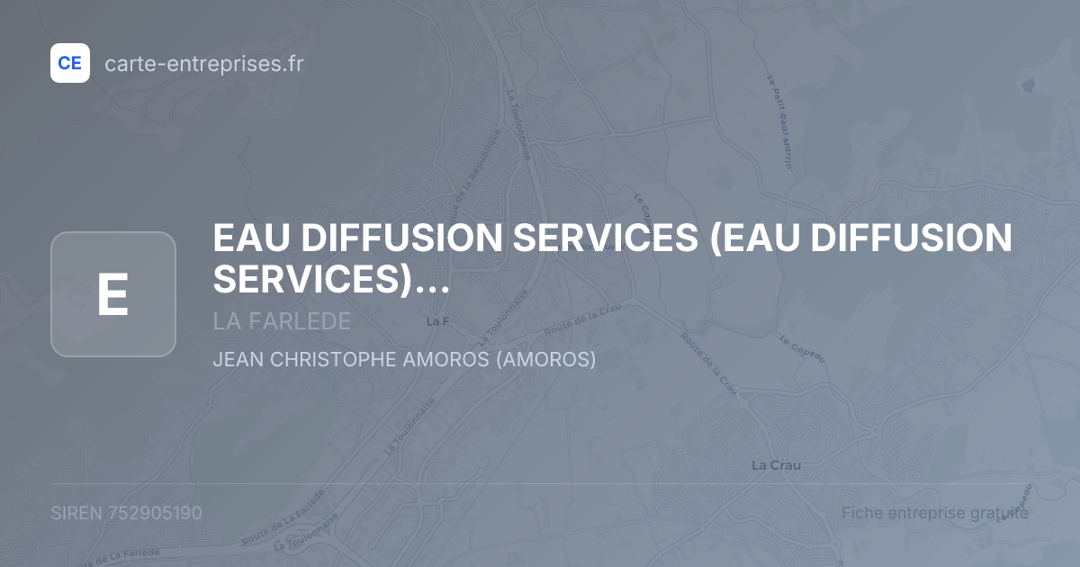EAU DIFFUSION SERVICES (EAU DIFFUSION SERVICES) (EDS) — 752905190 — fiche entreprise