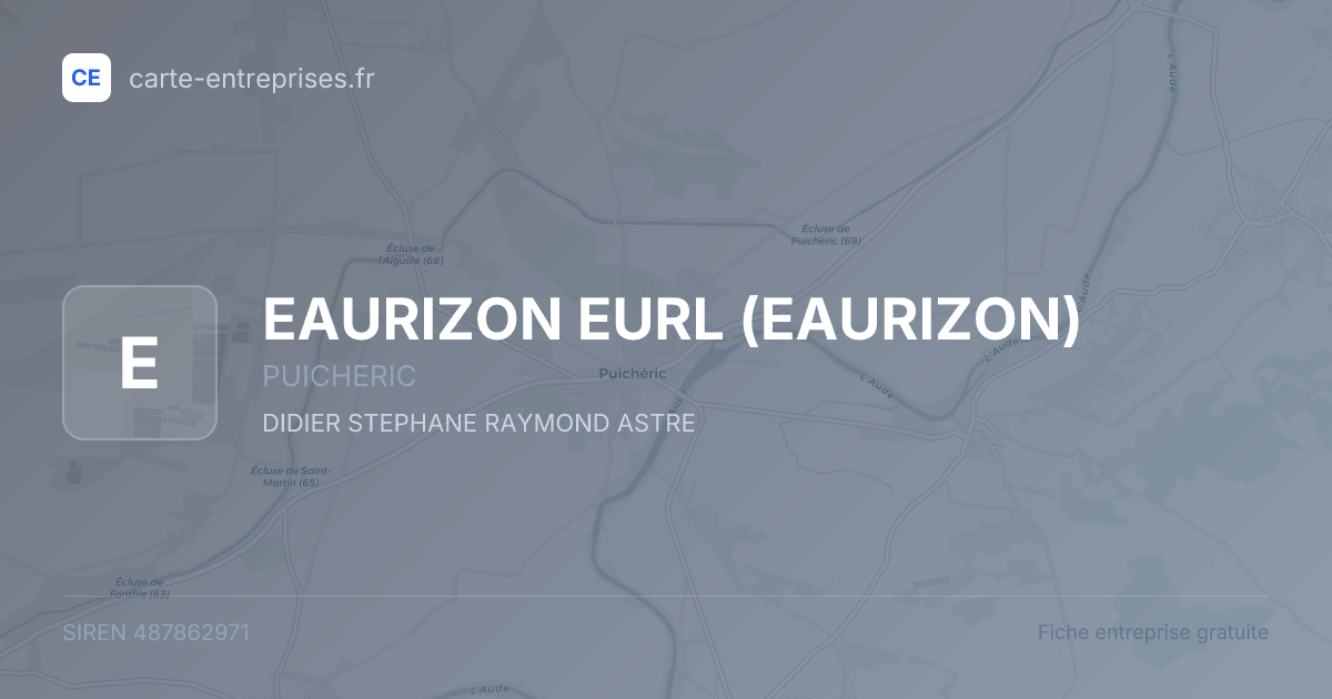 EAURIZON EURL (EAURIZON) — 487862971 — fiche entreprise