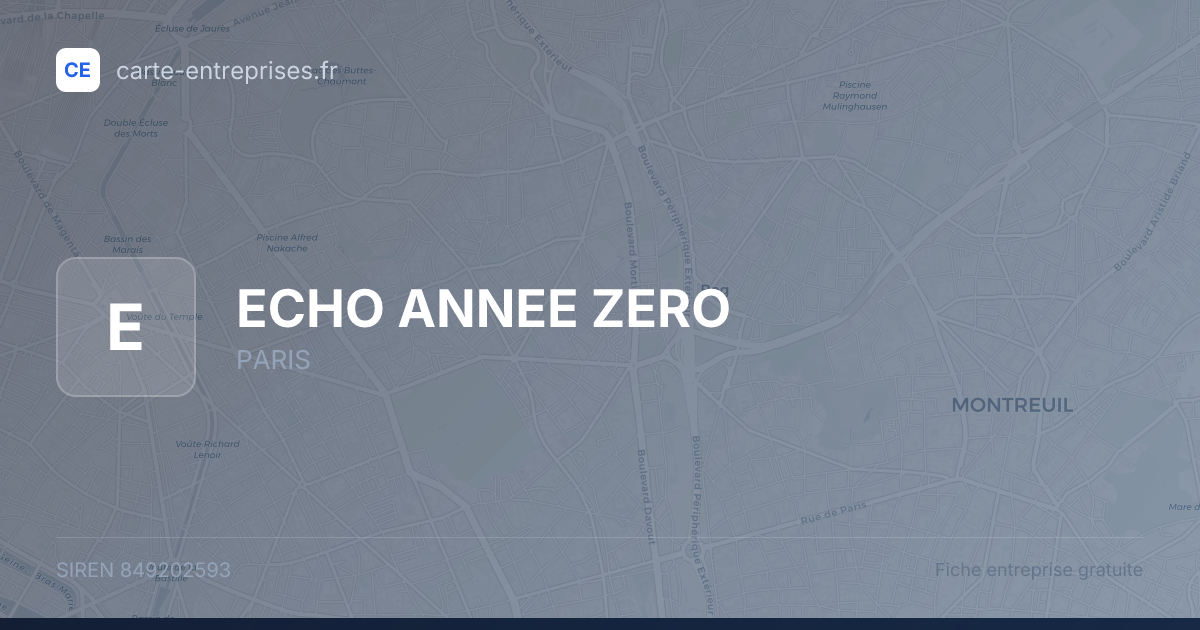 ECHO ANNEE ZERO — 849202593 — fiche entreprise