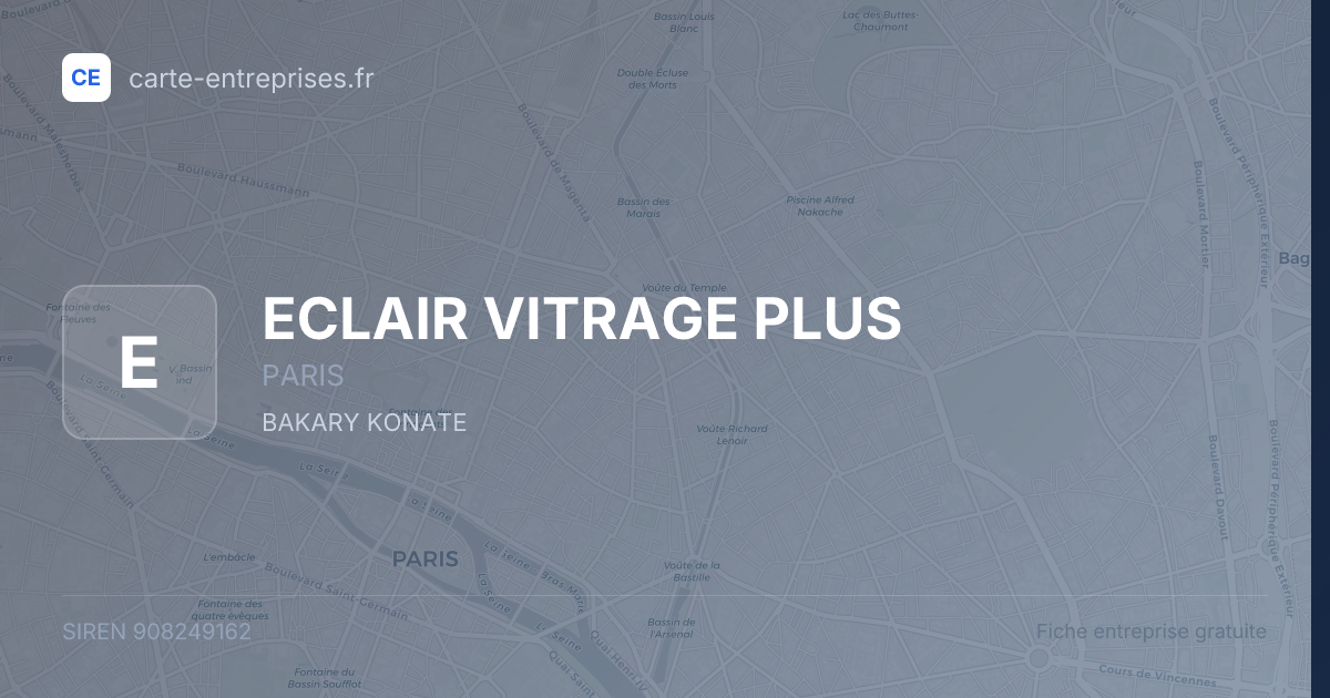 ECLAIR VITRAGE PLUS — 908249162 — fiche entreprise