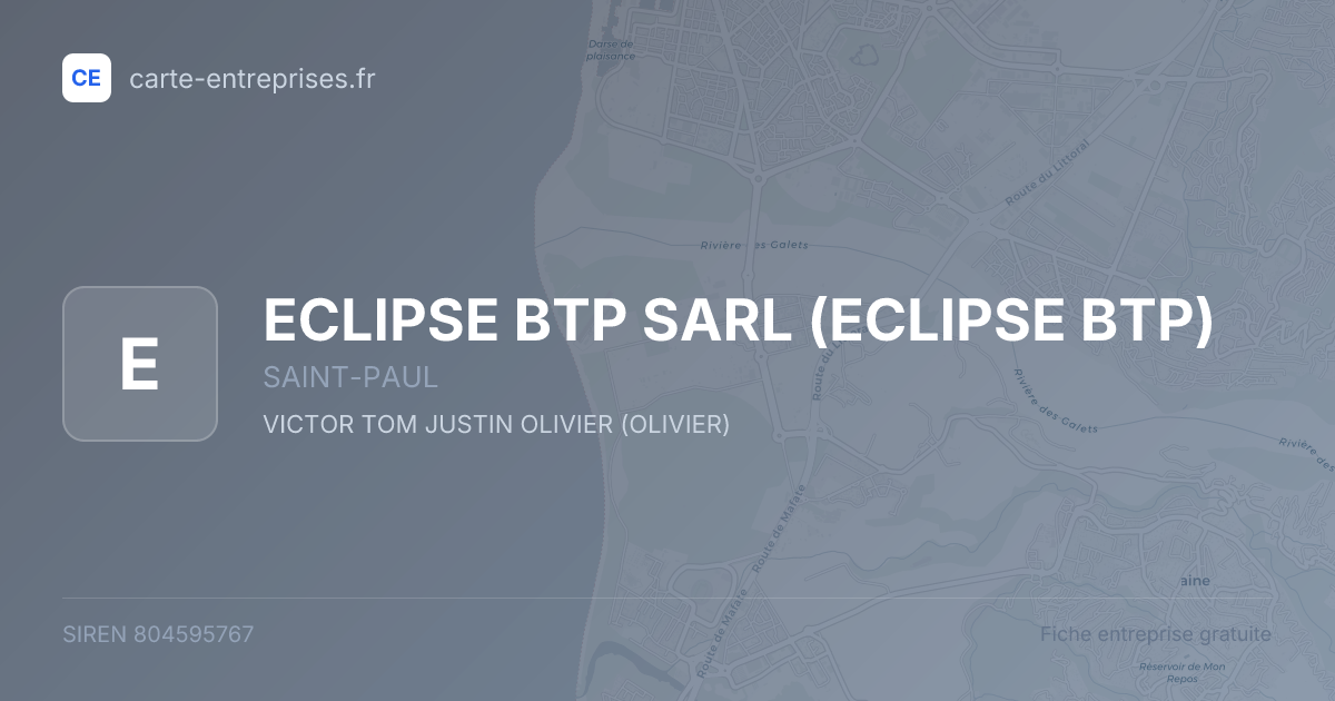 ECLIPSE BTP SARL (ECLIPSE BTP) — 804595767 — fiche entreprise