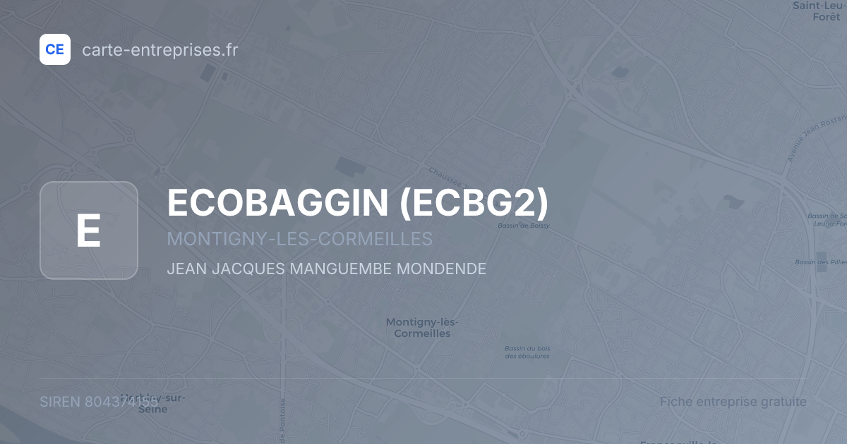ECOBAGGIN (ECBG2) — 804374155 — fiche entreprise