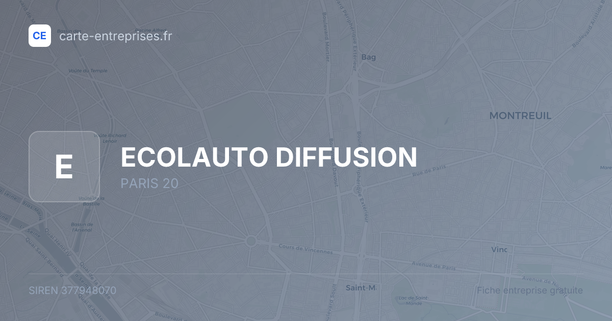 ECOLAUTO DIFFUSION — 377948070 — fiche entreprise