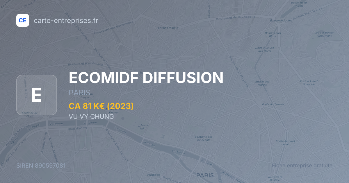 ECOMIDF DIFFUSION — 890597081 — fiche entreprise