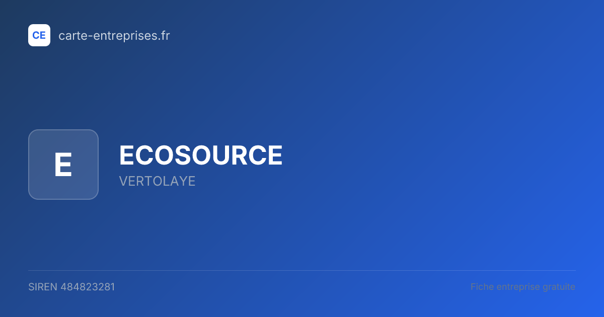 ECOSOURCE — 484823281 — fiche entreprise